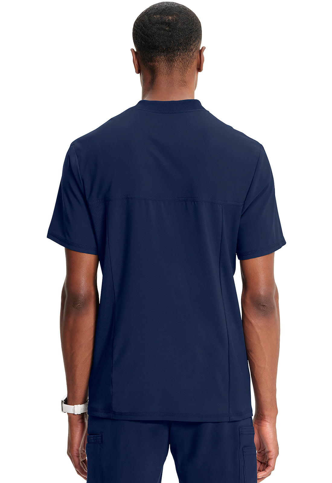 Classics CK910A Men's Tuckable V-Neck Top Navy Model Image Back | Infinity