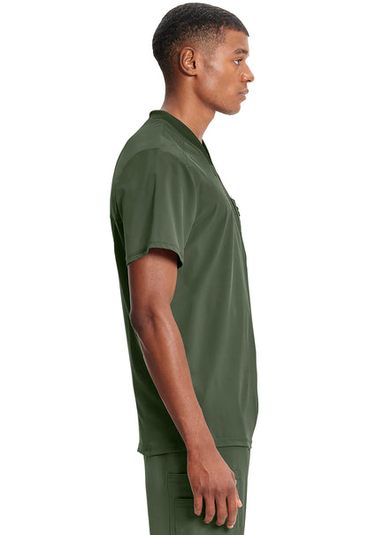 Classics CK910A Men's Tuckable V-Neck Top Olive Model Image Right Side | Infinity