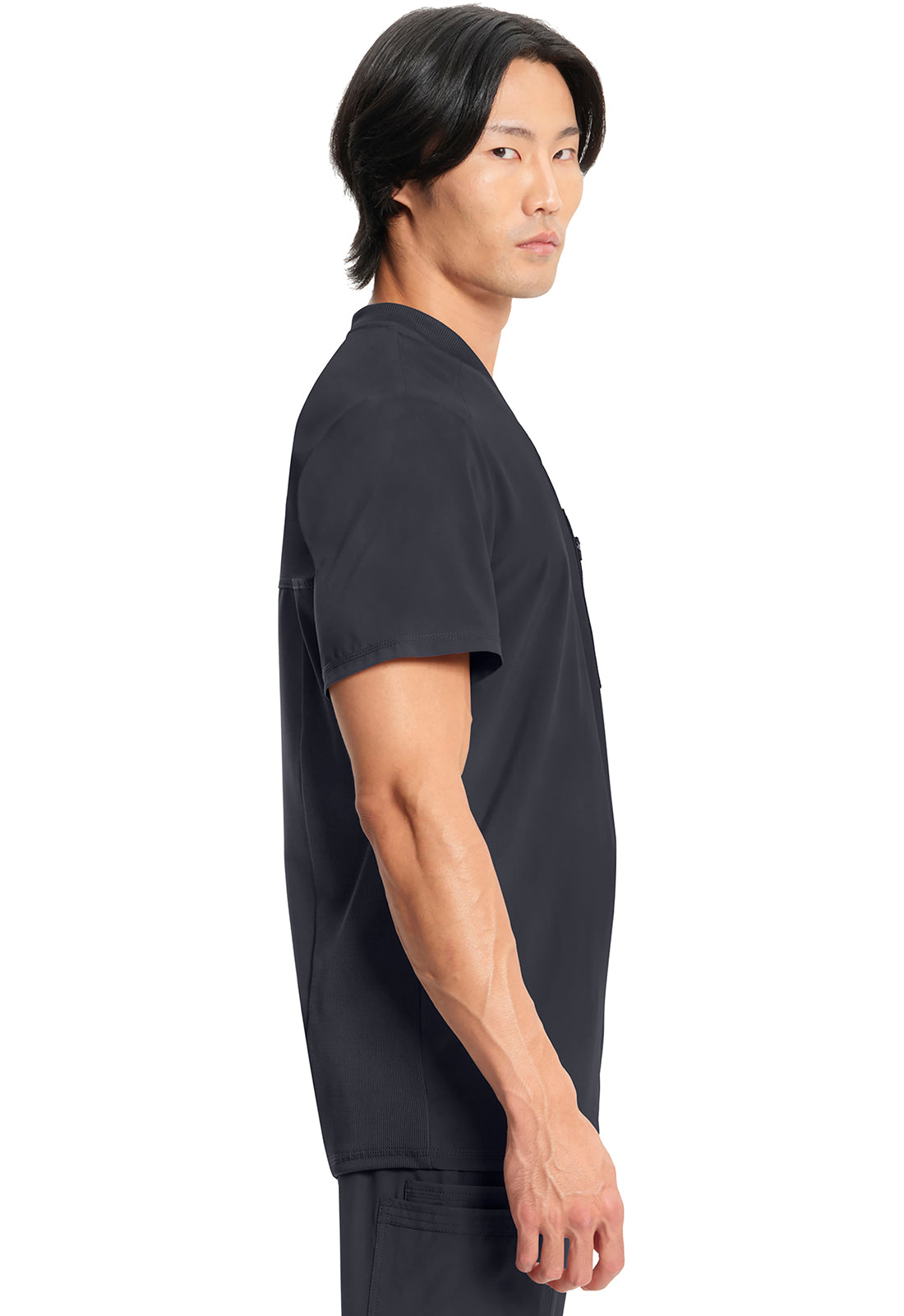 Classics CK910A Men's Tuckable V-Neck Top Pewter Model Image Right Side | Infinity