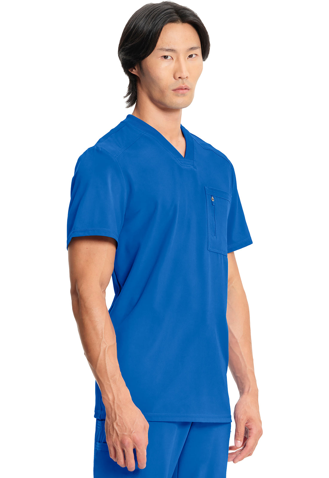 Classics CK910A Men's Tuckable V-Neck Top Royal Model Image Left Side | Infinity