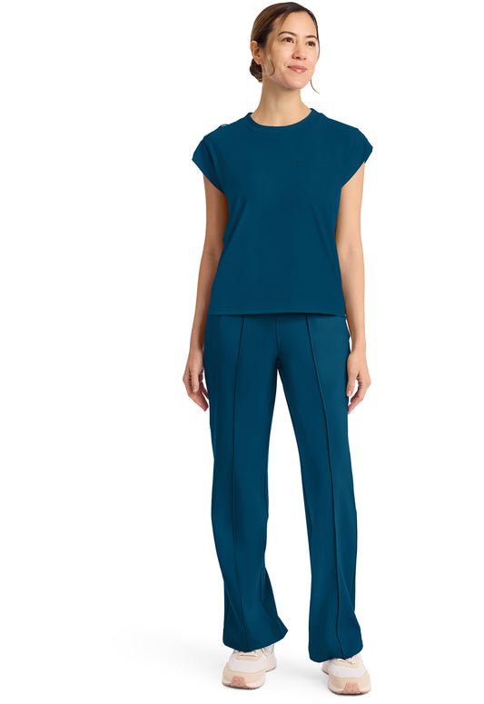 Achieve CK936 Women's 1-Pocket Crew Neck Scrub Top Caribbean Blue