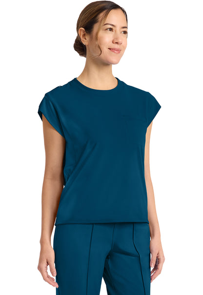 Achieve CK936 Women's 1-Pocket Crew Neck Top Caribbean Blue