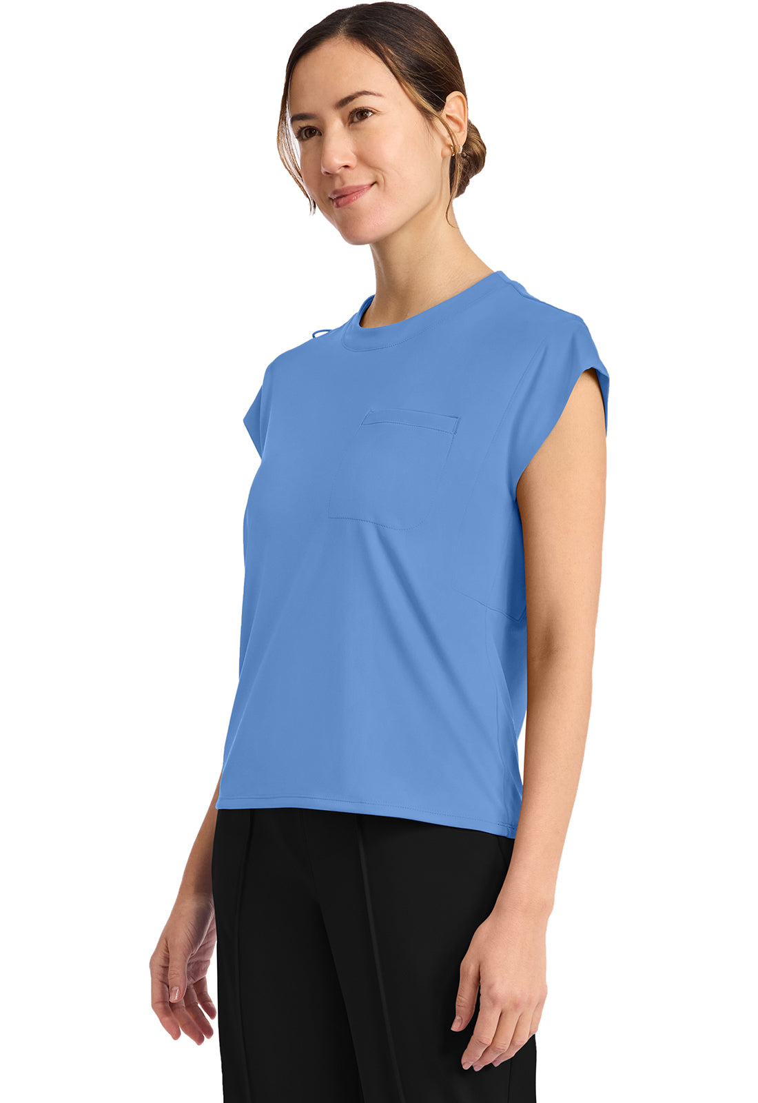 Achieve CK936 Women's 1 Pocket Crew Neck Top Ciel Image 3