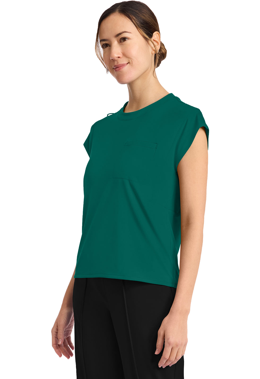 Achieve CK936 Women's 1 Pocket Crew Neck Top Hunter Image 3