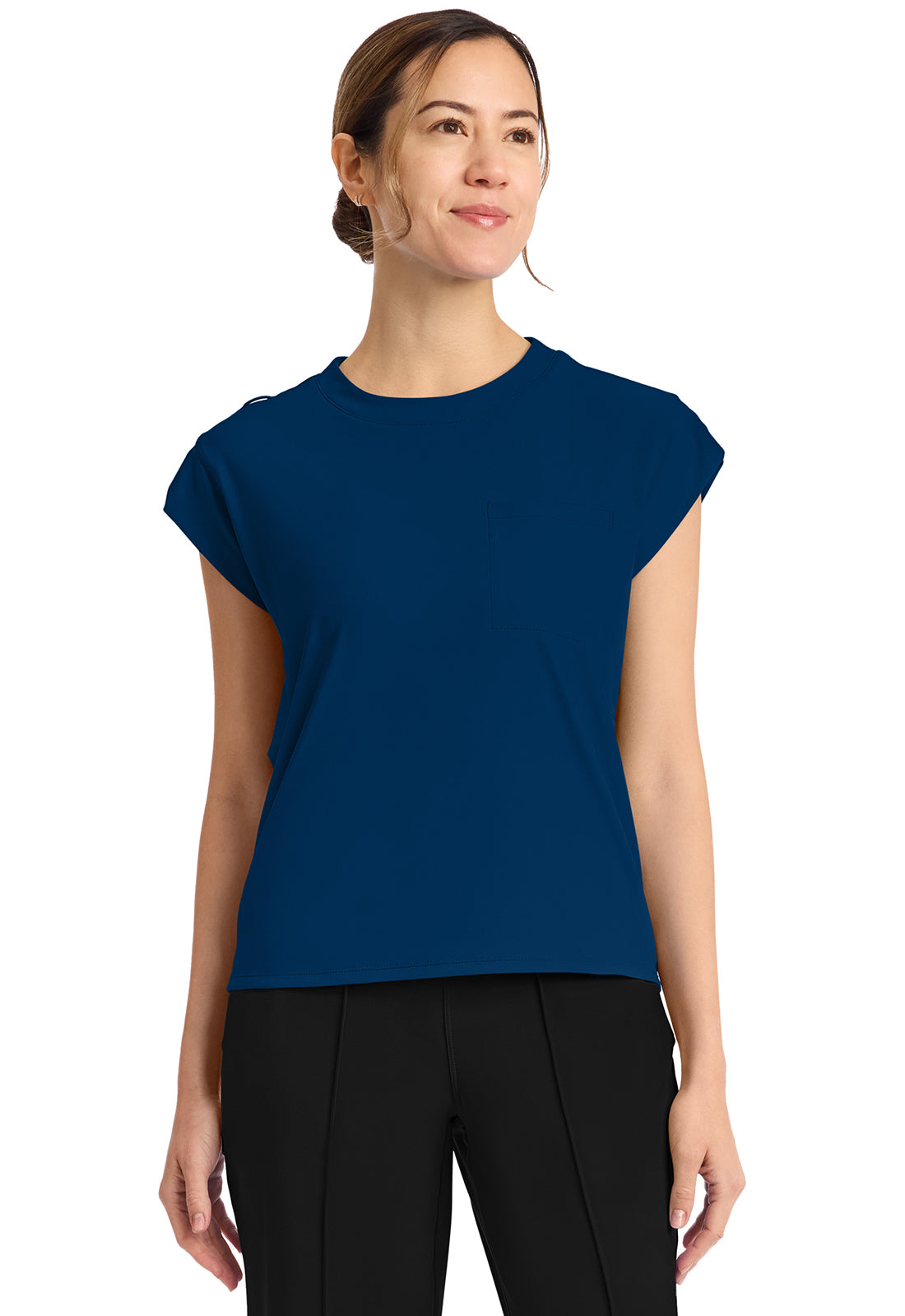 Achieve CK936 Women's 1 Pocket Crew Neck Top Navy Image 1