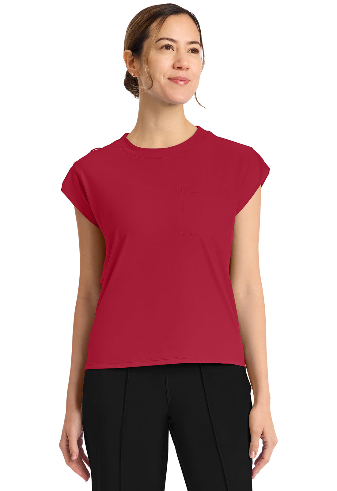 Achieve CK936 Women's 1 Pocket Crew Neck Top Red Image 1