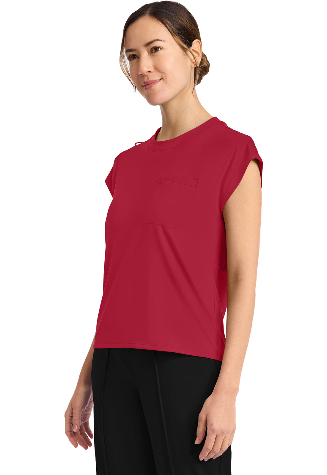 Achieve CK936 Women's 1 Pocket Crew Neck Top Red Image 3