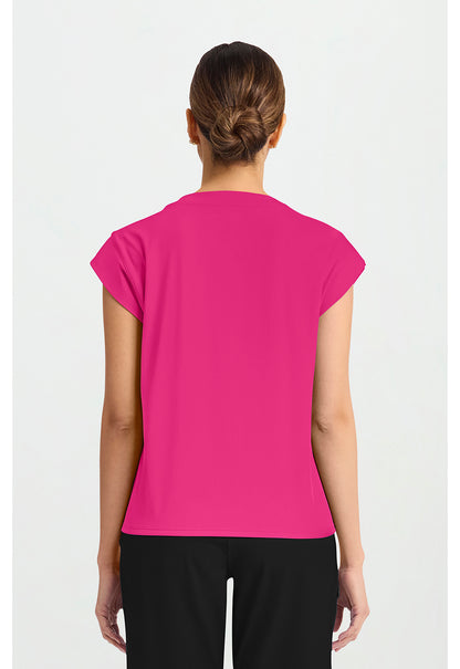 Achieve CK936 Women's 1-Pocket Crew Neck Scrub Top Tropical Hibiscus
