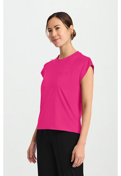 Achieve CK936 Women's 1-Pocket Crew Neck Scrub Top Tropical Hibiscus