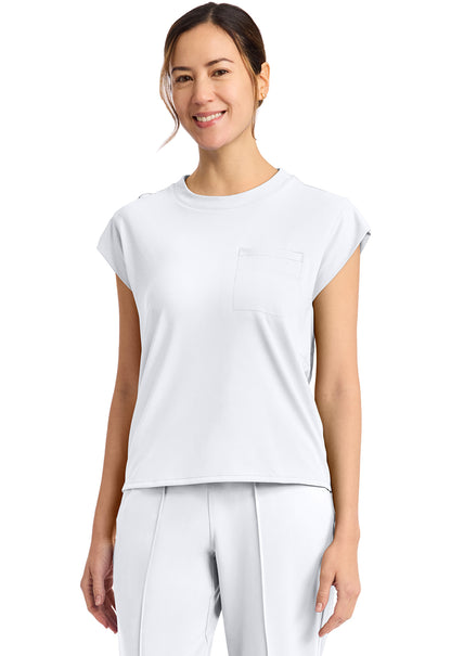 Achieve CK936 Women's 1-Pocket Crew Neck Top White