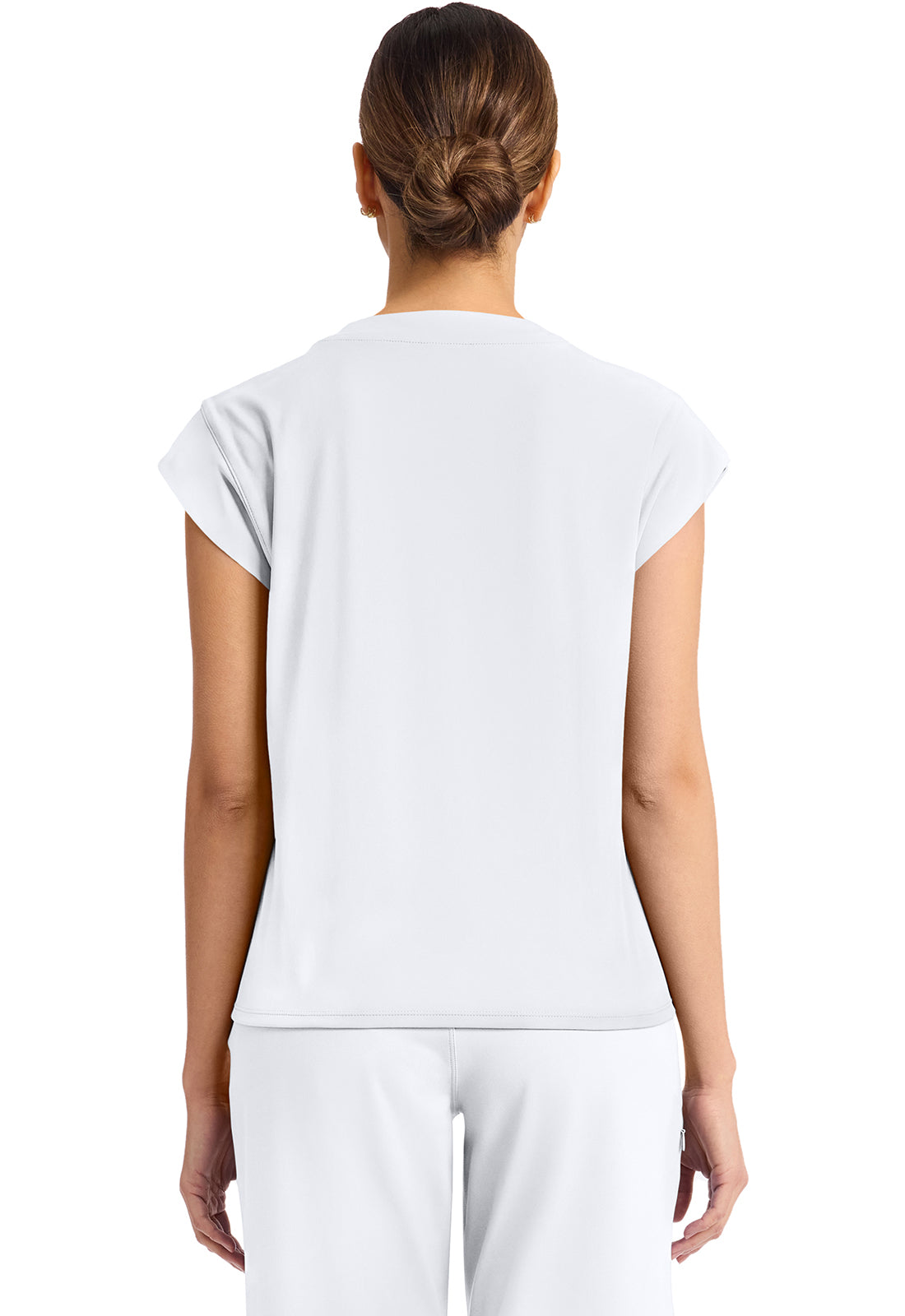 Achieve CK936 Women's 1-Pocket Crew Neck Top White