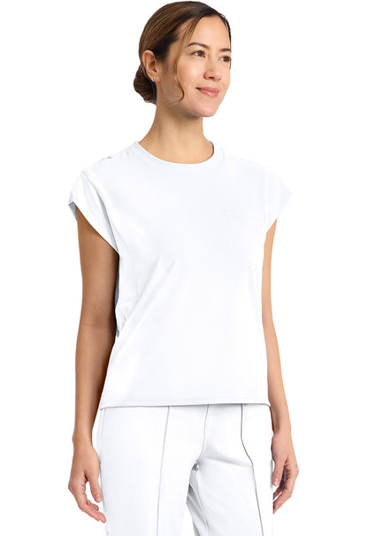 Achieve CK936 Women's 1-Pocket Crew Neck Top White