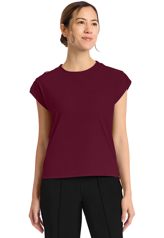 Achieve CK936 Women's 1 Pocket Crew Neck Top Wine Image 1