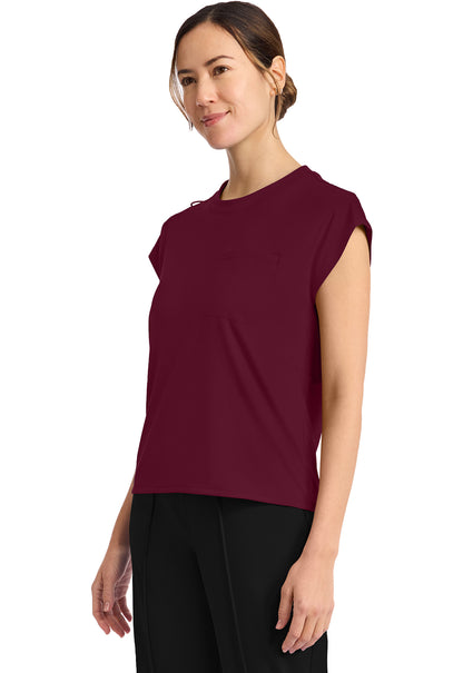 Achieve CK936 Women's 1 Pocket Crew Neck Top Wine Image 3