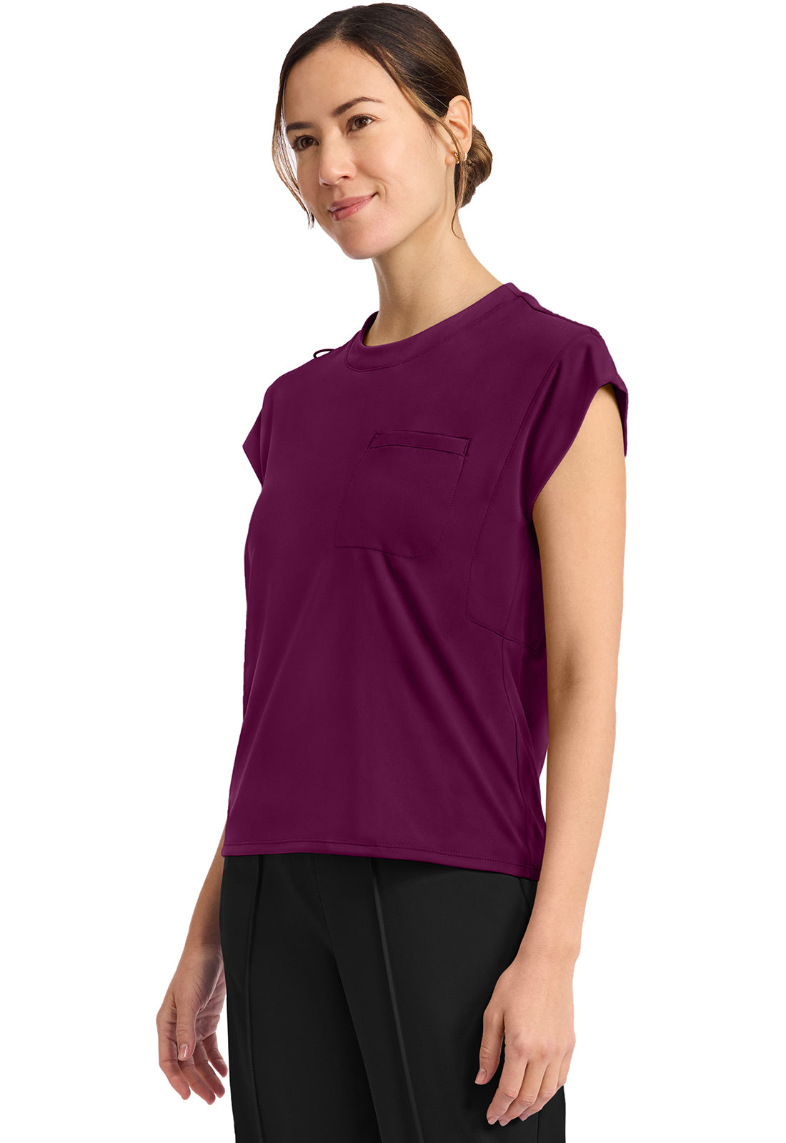 Achieve CK936 Women's 1 Pocket Crew Neck Top Wild Mulberry Image 3