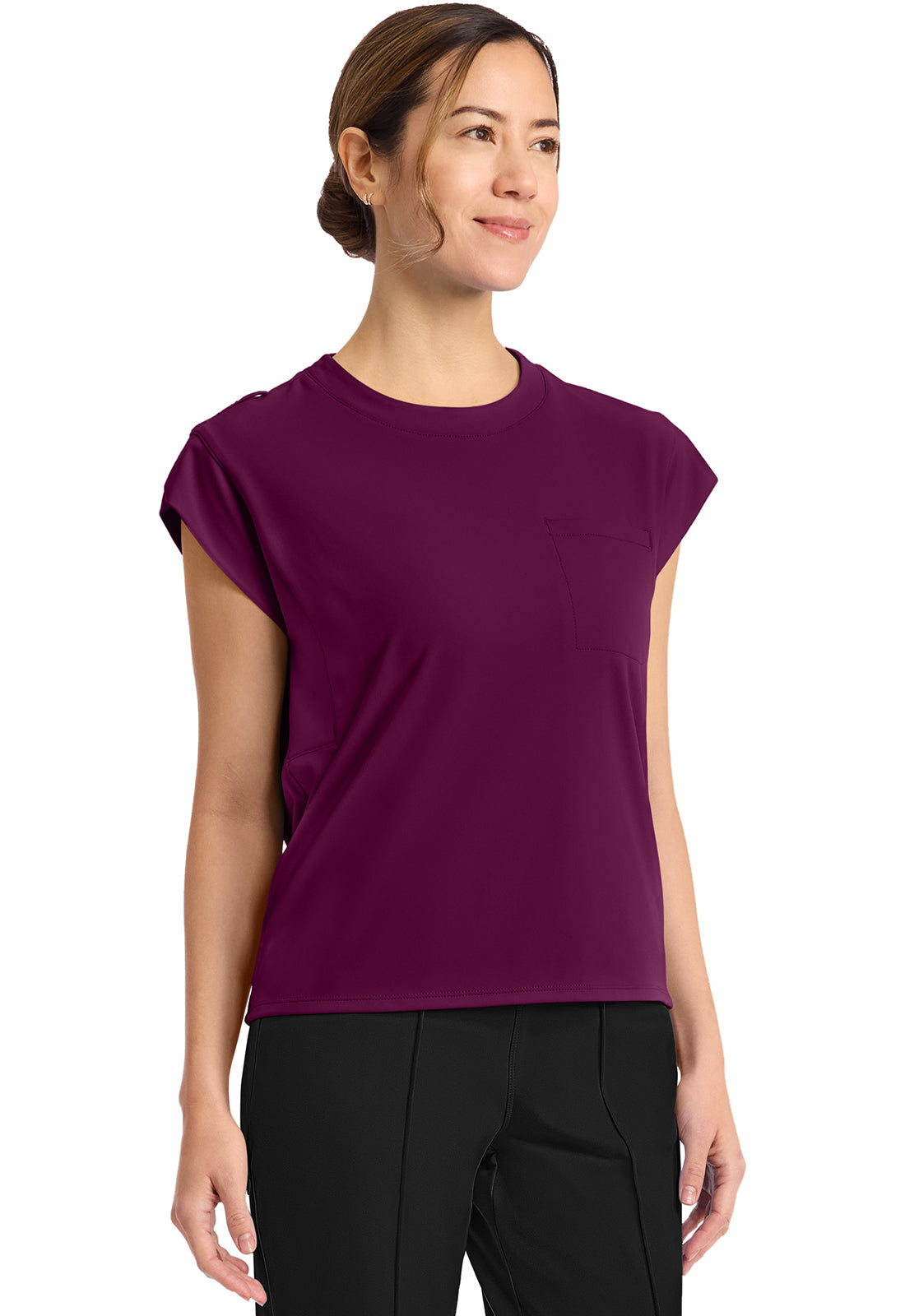 Achieve CK936 Women's 1 Pocket Crew Neck Top Wild Mulberry Image 5