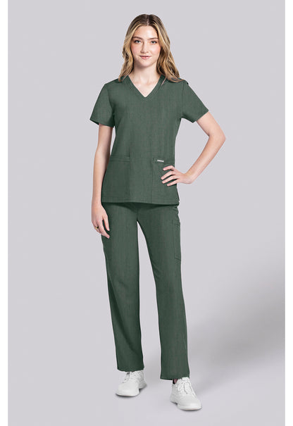 Workwear Originals Ultra CK953AV Women's 2 pocket V-Neck Scrub Top Heather Forest Moss