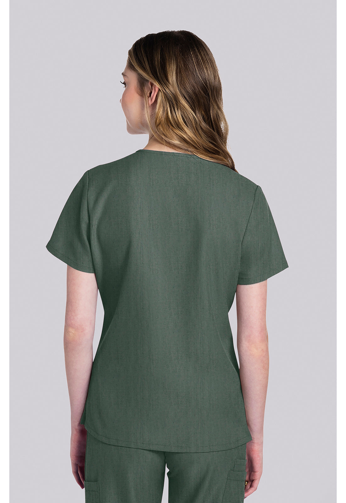 Workwear Originals Ultra CK953AV Women's 2 pocket V-Neck Scrub Top Heather Forest Moss