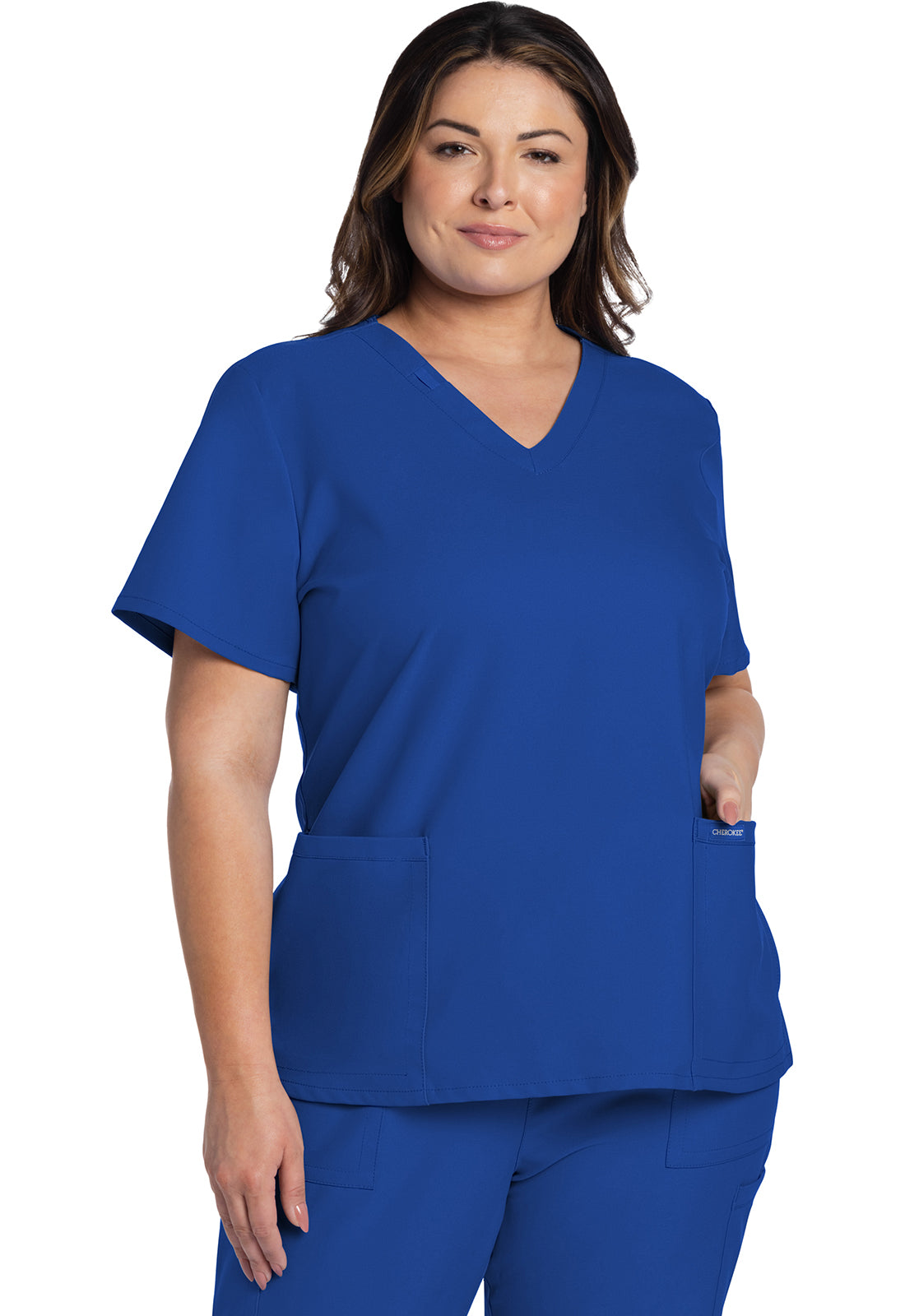 Originals Ultra CK953A V-Neck Top Royal Model Image Front | Cherokee