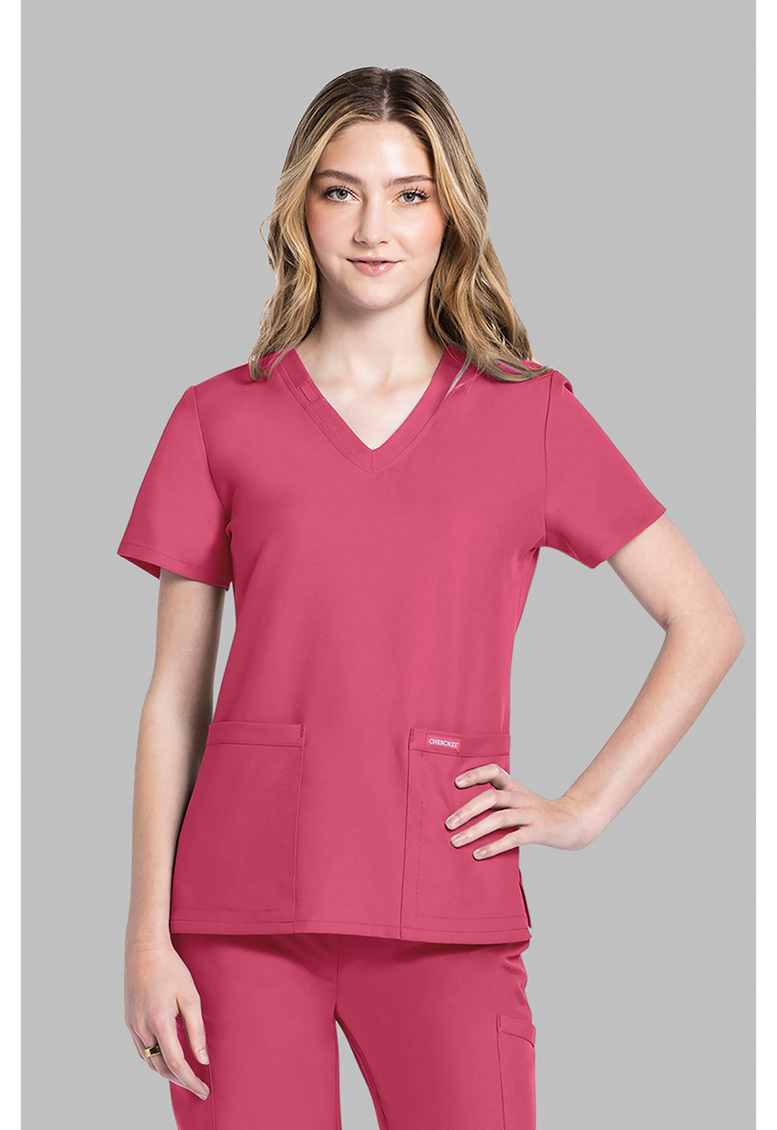 Workwear Originals Ultra CK953A Women's V-Neck Scrub Top Rapture Rose