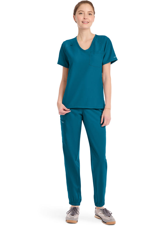 Workwear Originals Ultra CK954A Women's Tuck-in V-Neck Scrub Top Caribbean Blue
