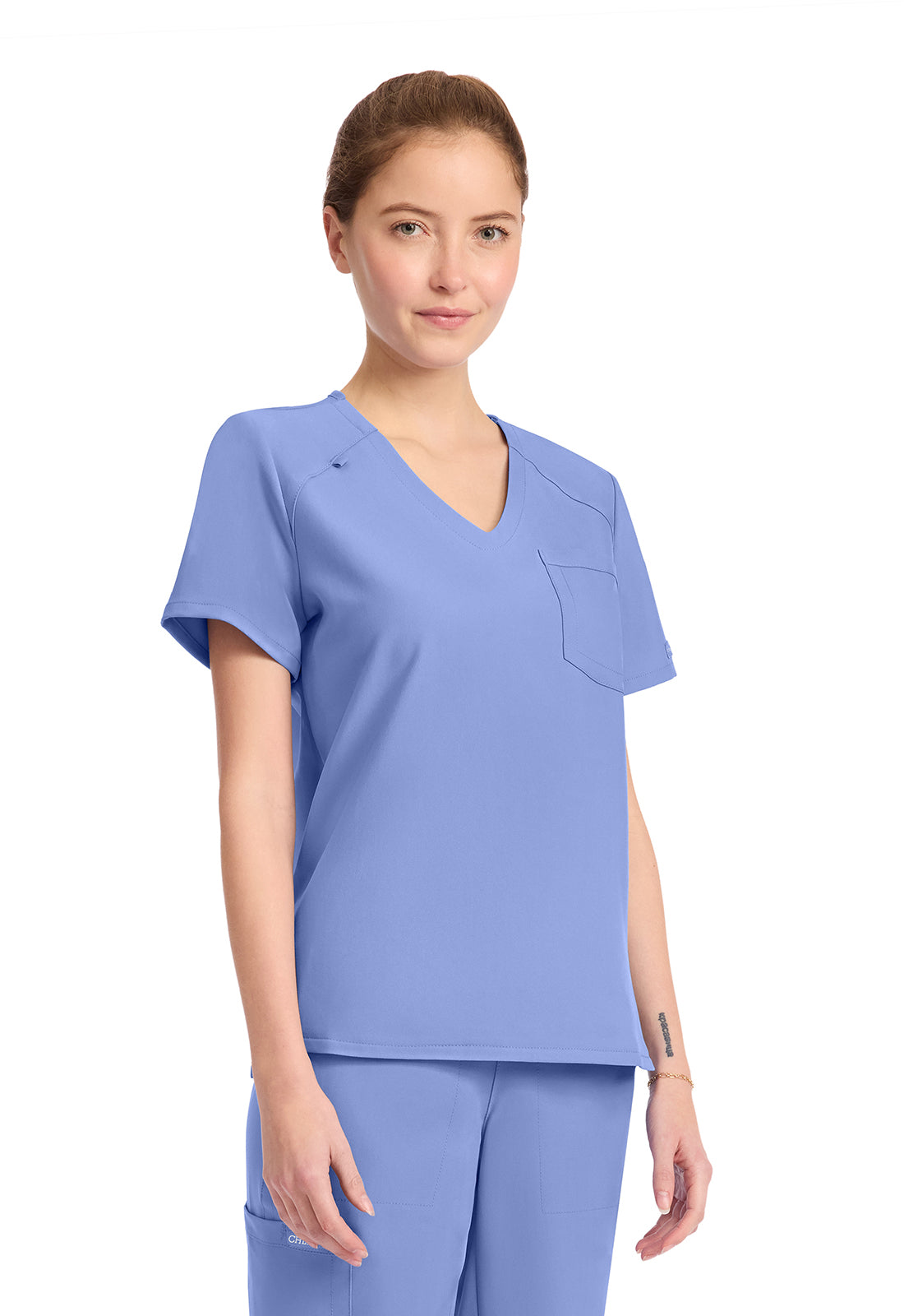 Workwear Originals Ultra CK954A Women's Tuck-in V-Neck Scrub Top Ciel Blue