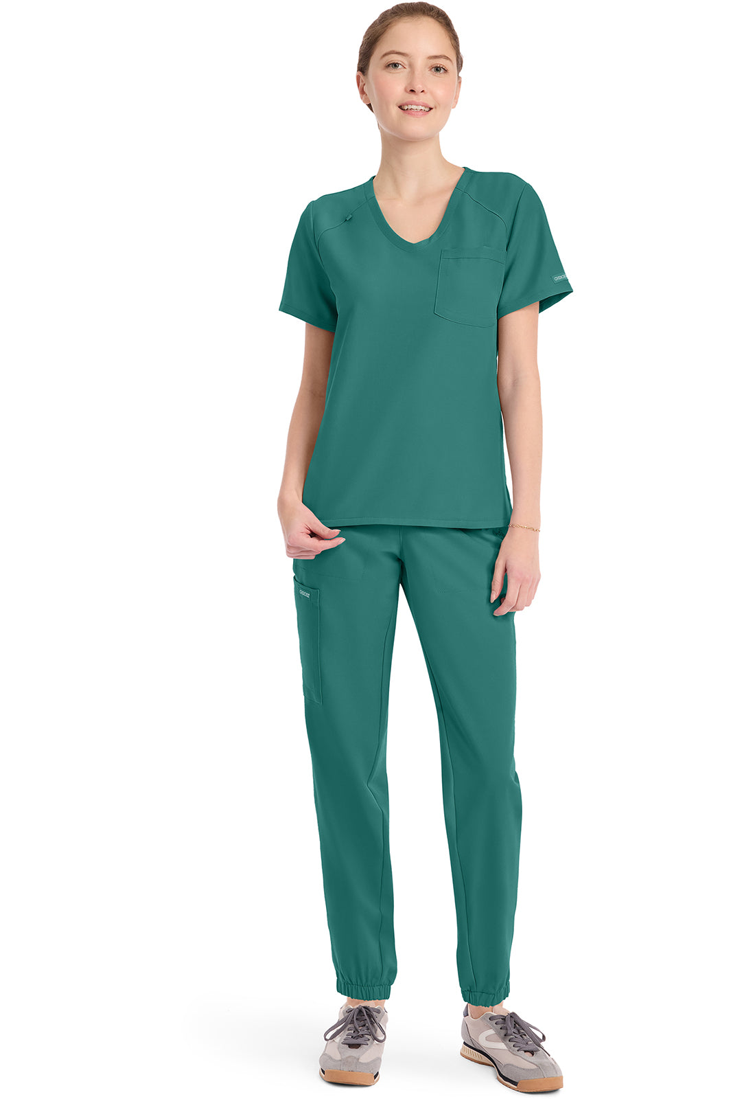 Originals Ultra CK954A Women's Tuck-in V-Neck Top Teal Blue Image