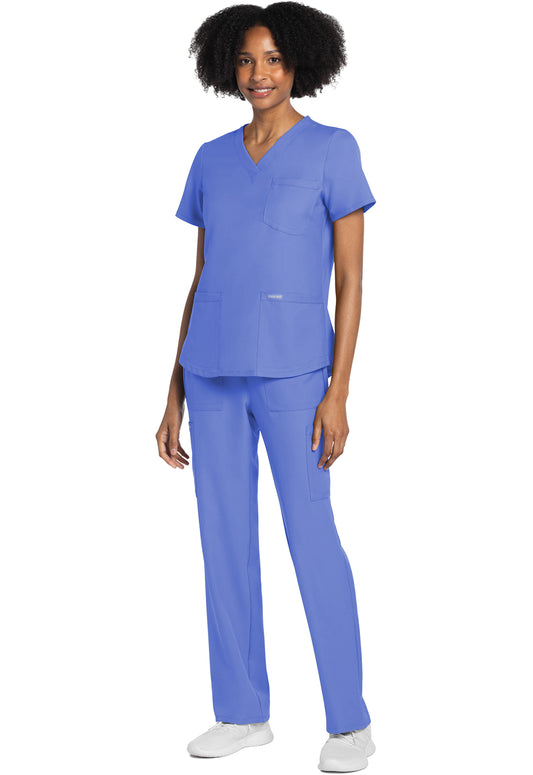 Workwear Originals Ultra CK961A Women's V-Neck Scrub Top Ciel Blue