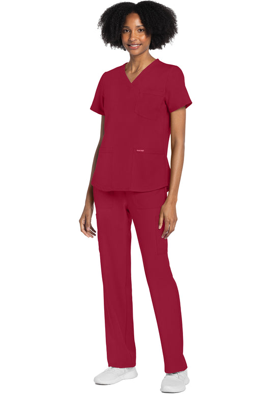 Workwear Originals Ultra CK961A Women's V-Neck Scrub Top Red