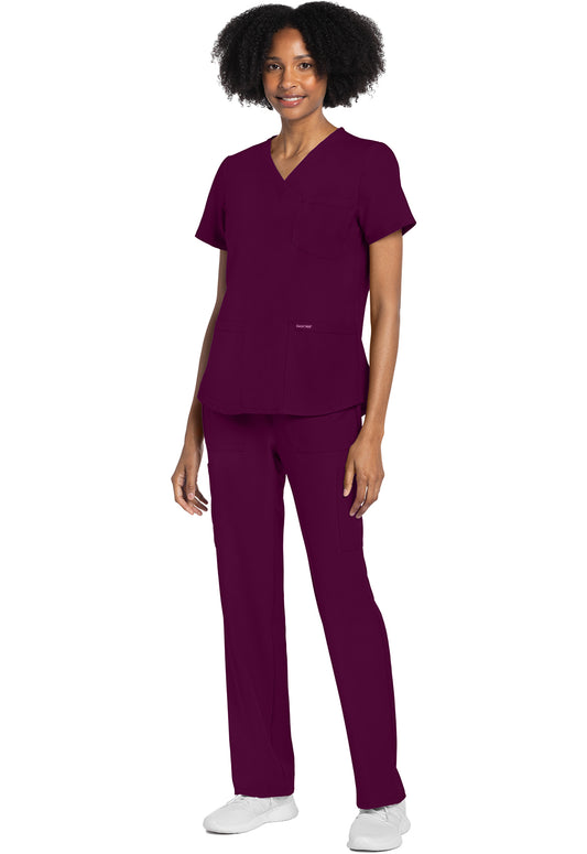 Workwear Originals Ultra CK961A Women's V-Neck Scrub Top Wine