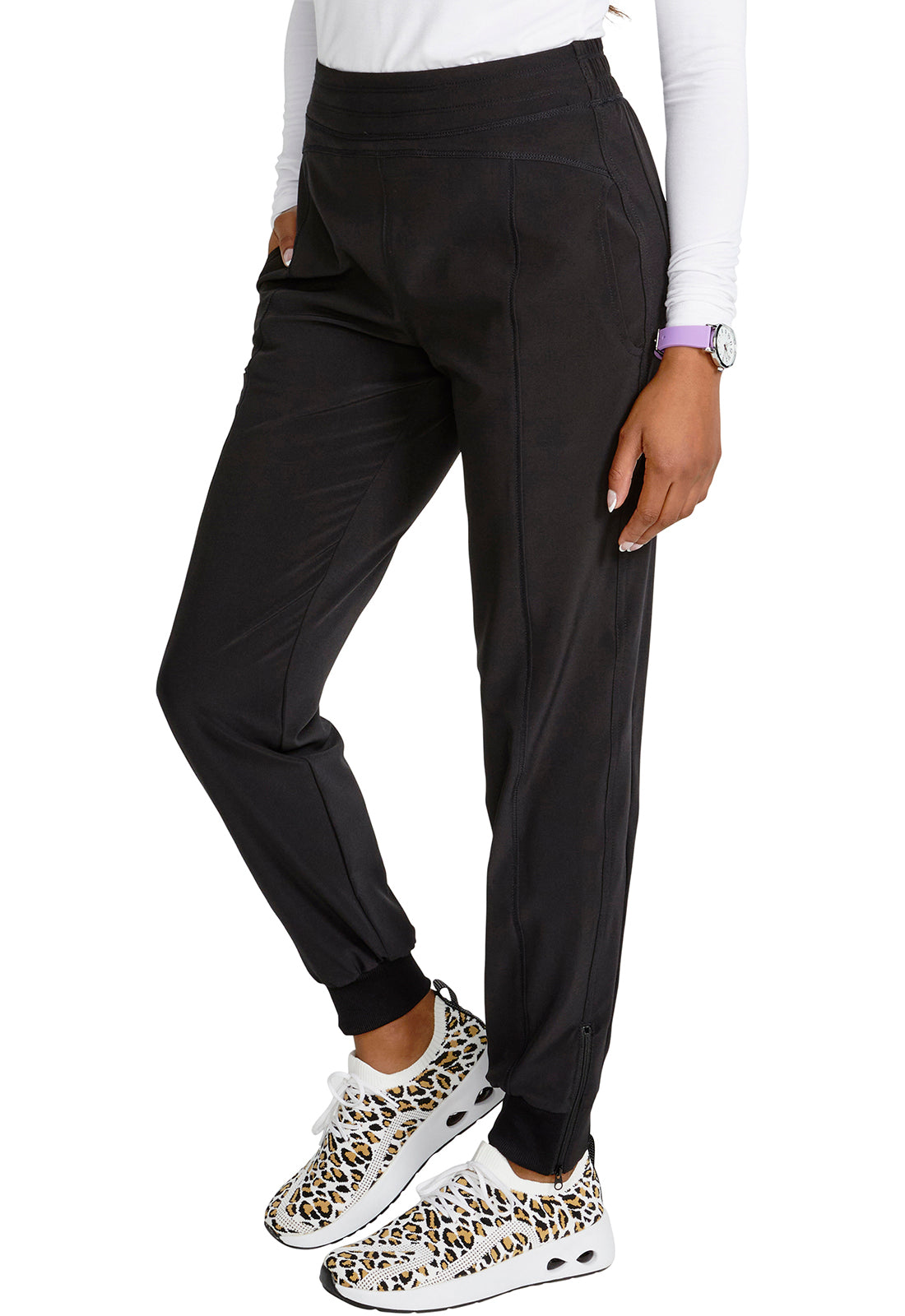 Allura CKA170 Pull-On Jogger Pants Black Model Image Right Side | Cherokee