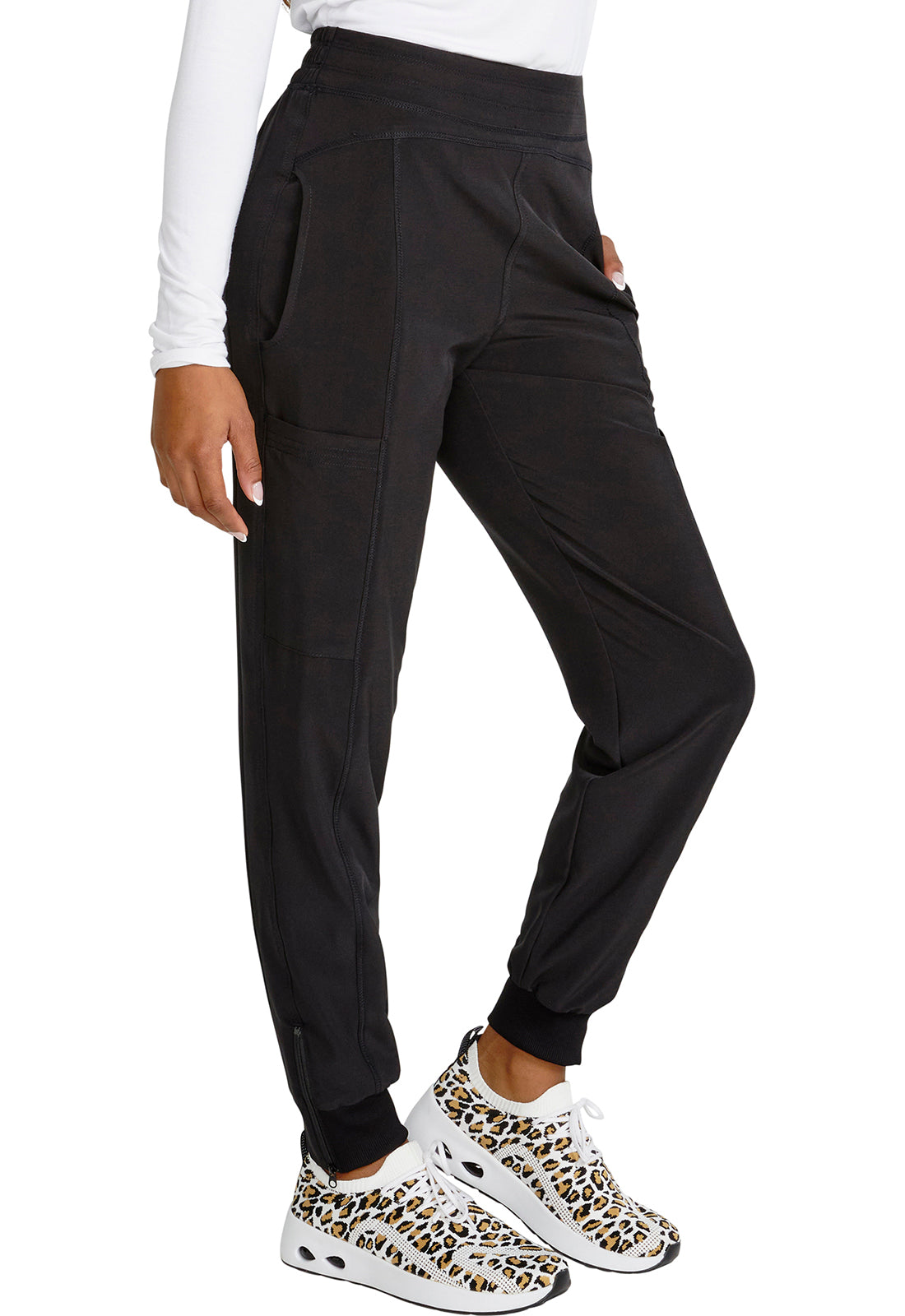 Allura CKA170 Pull-On Jogger Pants Black Model Image Left Side | Cherokee