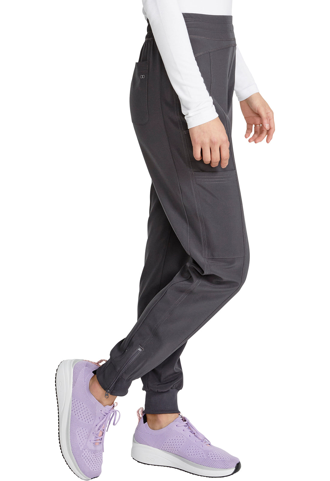 Allura CKA170 Pull-On Jogger Pants Pewter Model Image Left Side | Cherokee