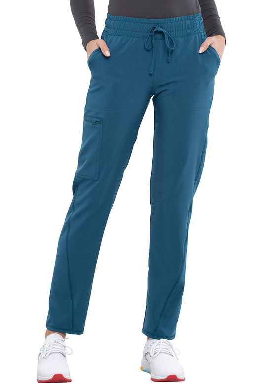 Allura CKA184 Mid Rise Drawstring Tapered Leg Pants Caribbean Blue Model Image Front | Cherokee