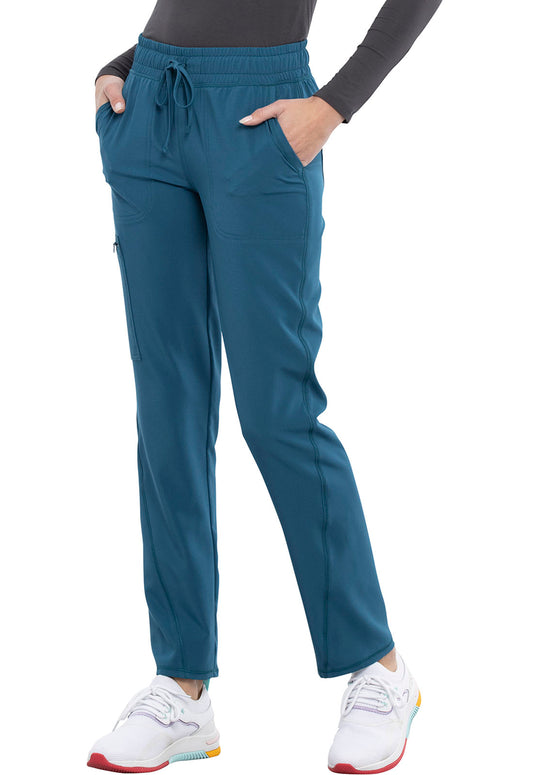 Allura CKA184 Mid Rise Drawstring Tapered Leg Pants Caribbean Blue Model Image Right Side | Cherokee