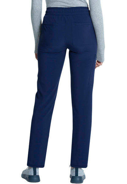 Allura CKA184 Mid Rise Drawstring Tapered Leg Pants Navy Model Image Back | Cherokee