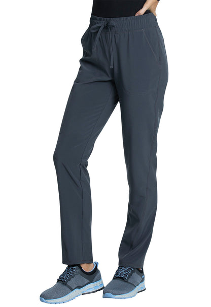 Allura CKA184 Mid Rise Drawstring Tapered Leg Pants Pewter Model Image Right Side | Cherokee