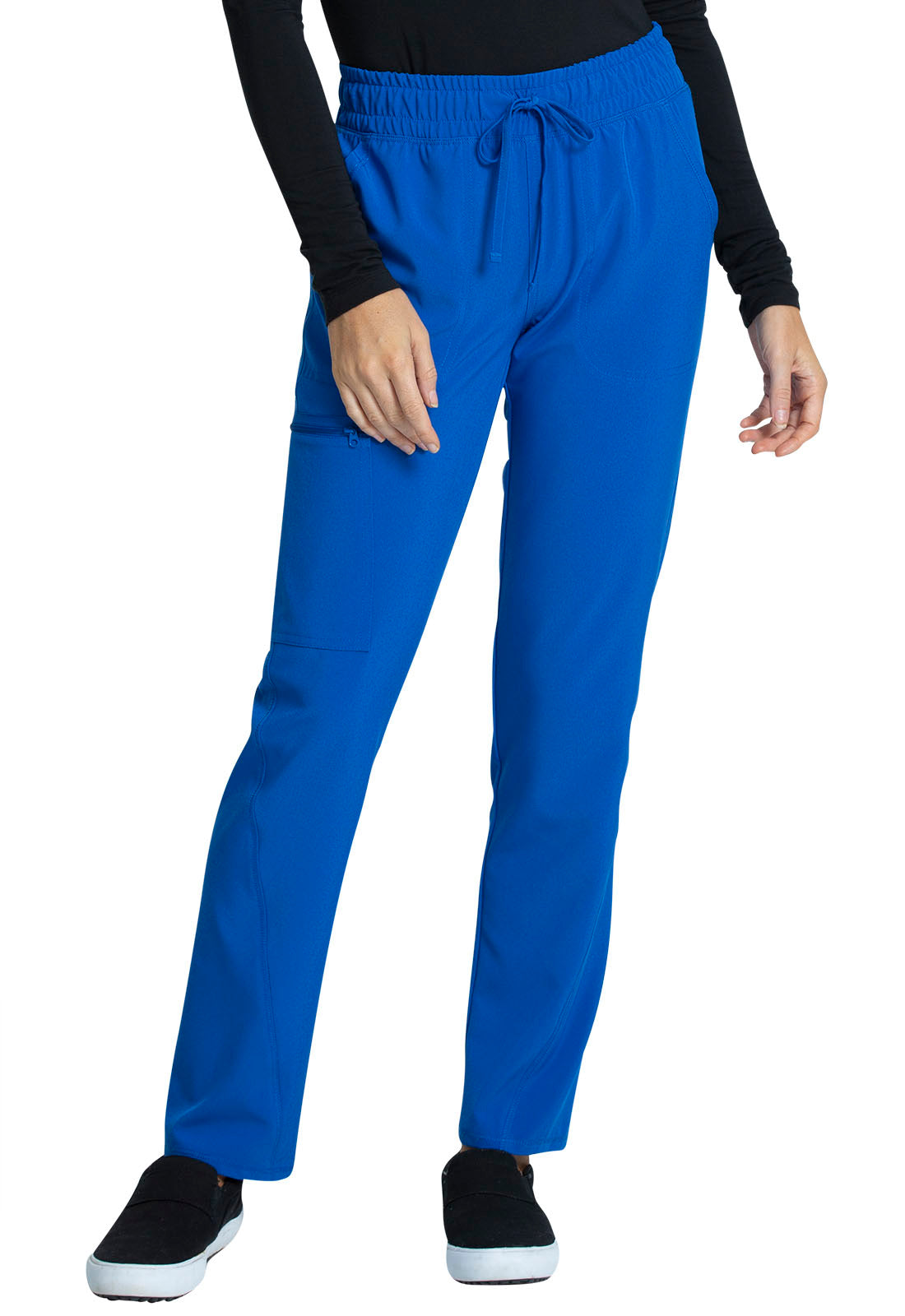 Allura CKA184 Mid Rise Drawstring Tapered Leg Pants Royal Model Image Front | Cherokee