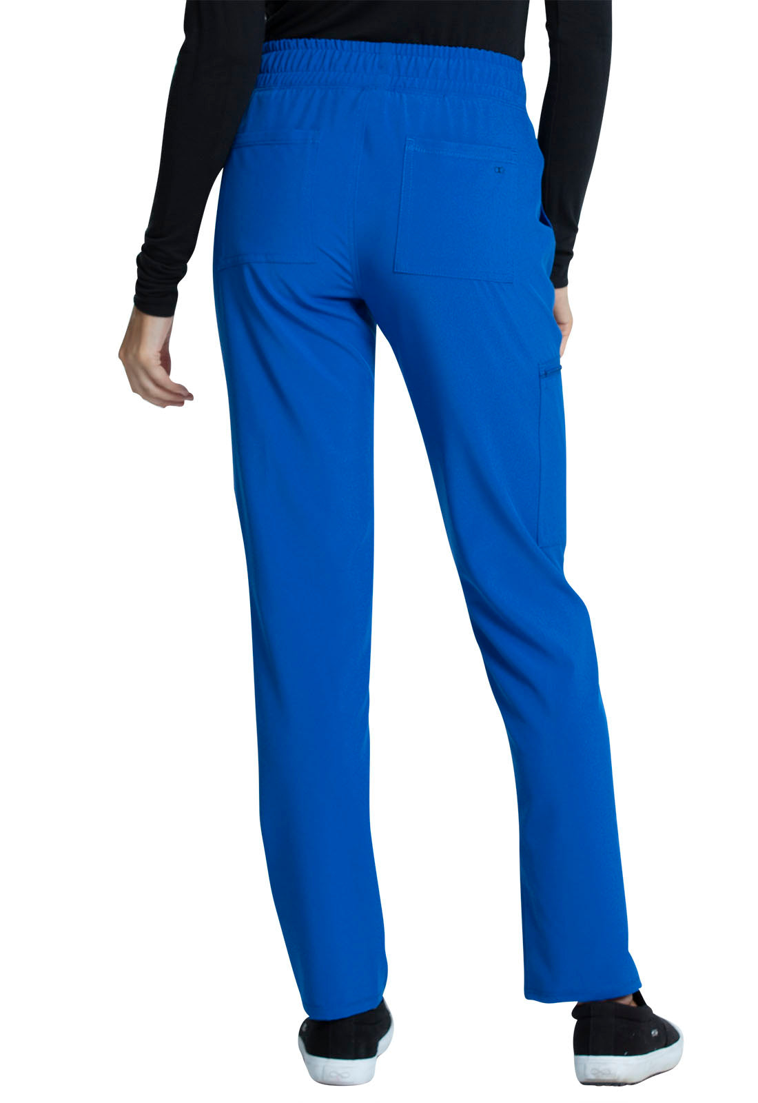 Allura CKA184 Mid Rise Drawstring Tapered Leg Pants Royal Model Image Back | Cherokee