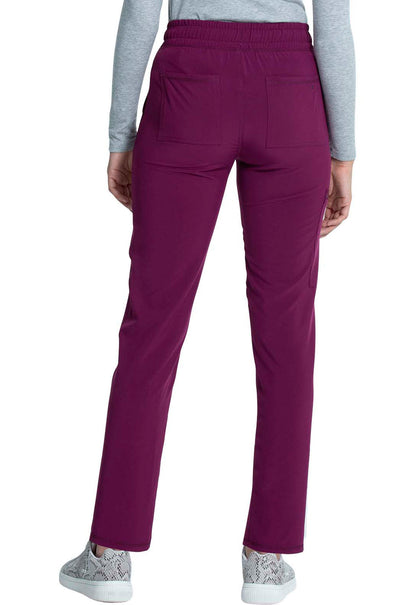 Allura CKA184 Mid Rise Drawstring Tapered Leg Pants Wine Model Image Back | Cherokee