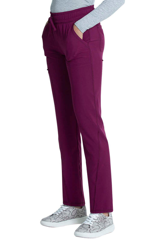 Allura CKA184 Mid Rise Drawstring Tapered Leg Pants Wine Model Image Right Side | Cherokee