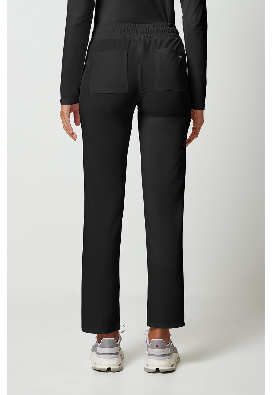 Allura CKA184 Women's Mid Rise Drawstring Tapered Leg Scrub Pants Black