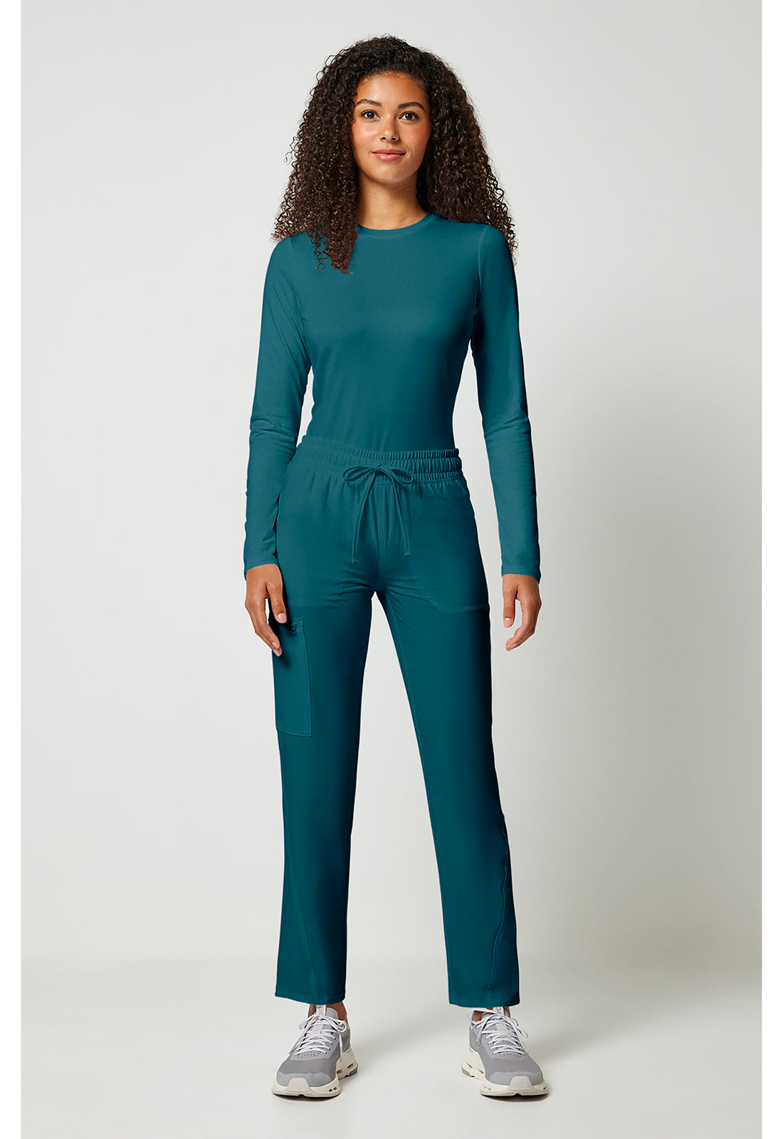 Allura CKA184 Women's Mid Rise Drawstring Tapered Leg Scrub Pants Caribbean Blue