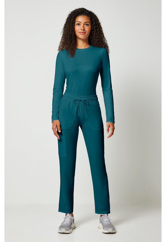 Allura CKA184 Women's Mid Rise Drawstring Tapered Leg Scrub Pants Caribbean Blue