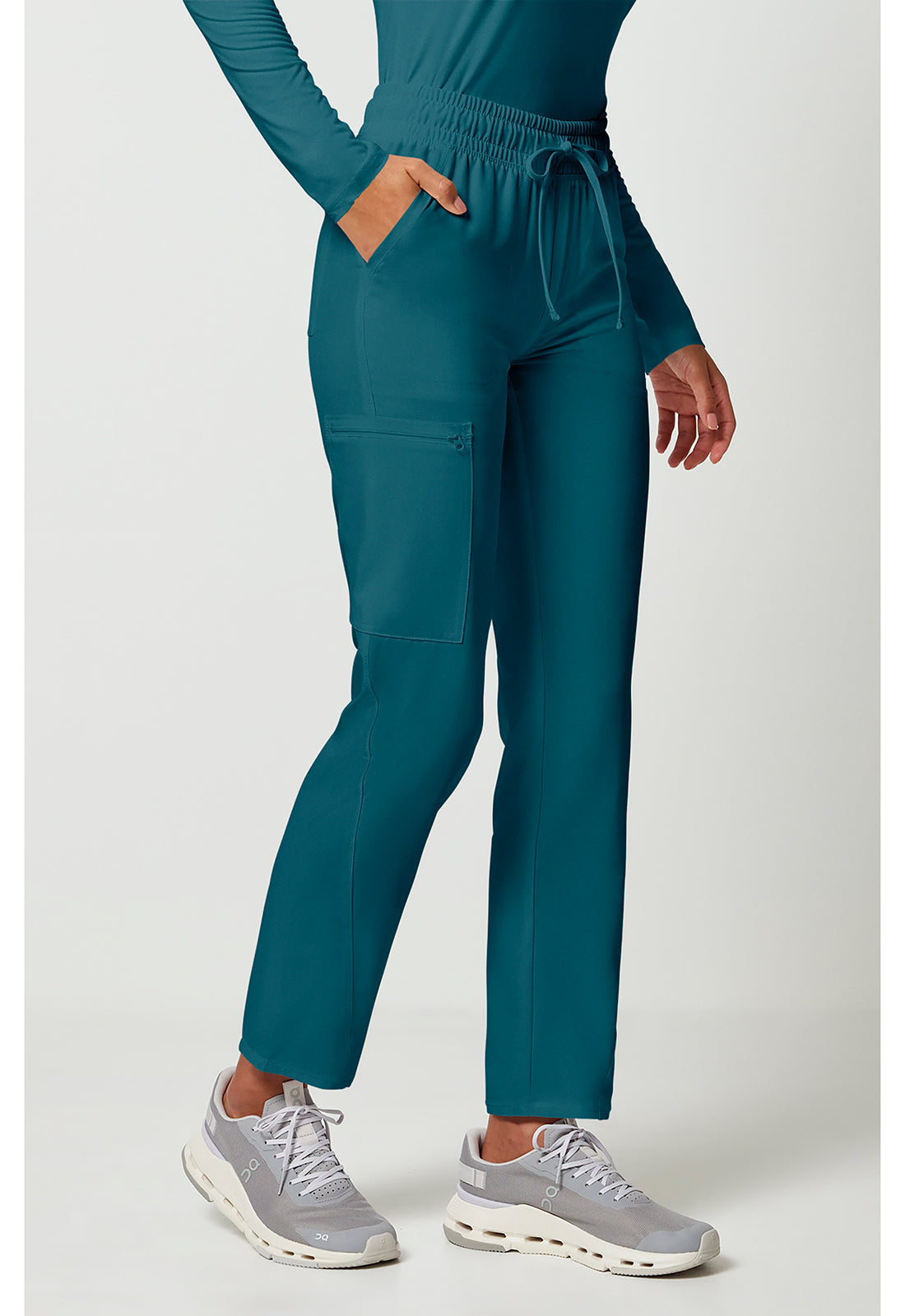 Allura CKA184 Women's Mid Rise Drawstring Tapered Leg Scrub Pants Caribbean Blue