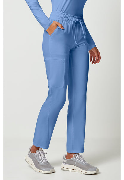 Allura CKA184 Women's Mid Rise Drawstring Tapered Leg Scrub Pants Ciel Blue