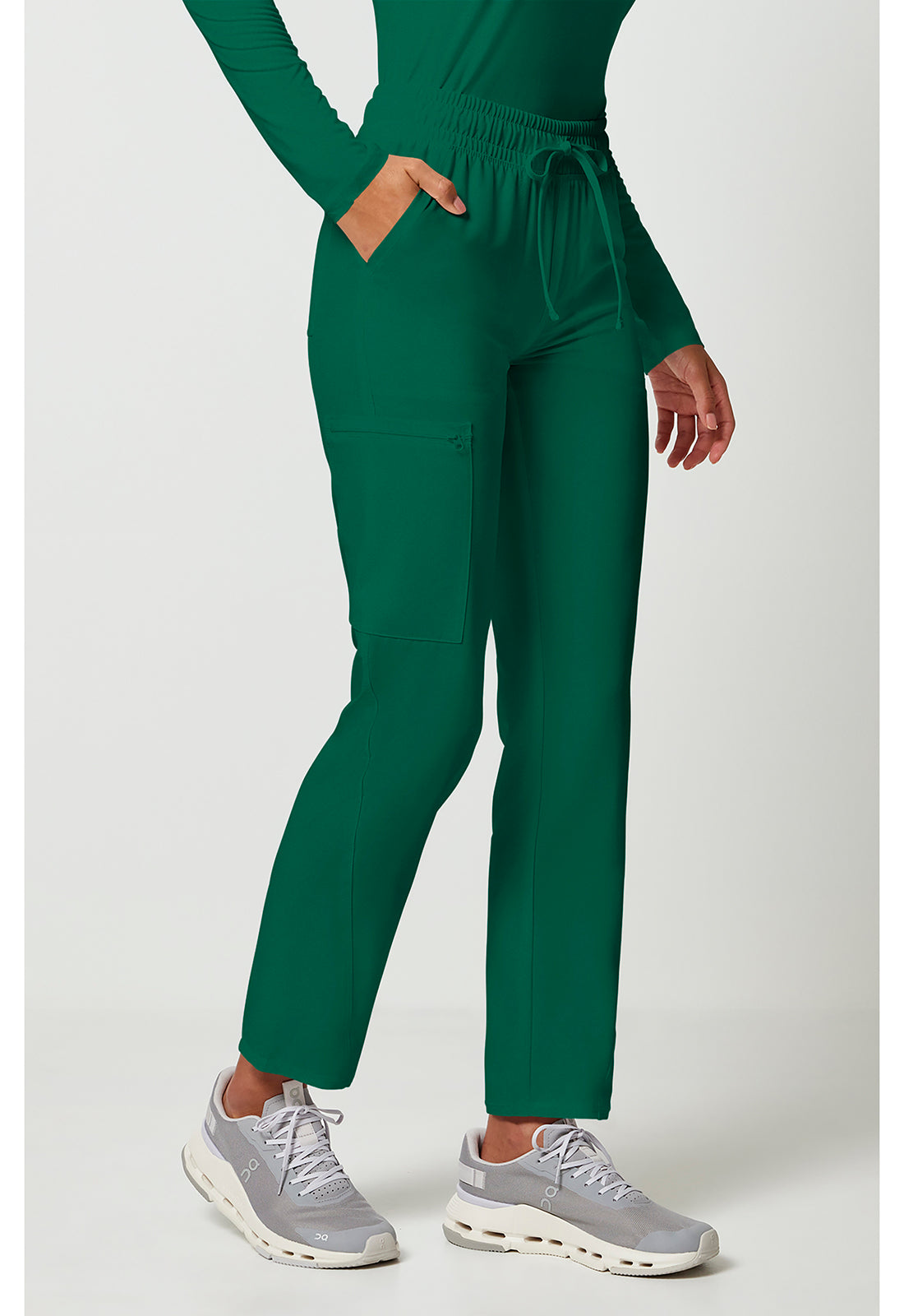 Allura CKA184 Women's Mid Rise Drawstring Tapered Leg Scrub Pants Hunter Green