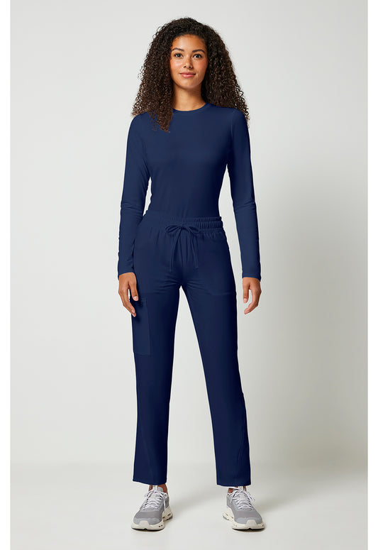 Allura CKA184 Women's Mid Rise Drawstring Tapered Leg Scrub Pants Navy