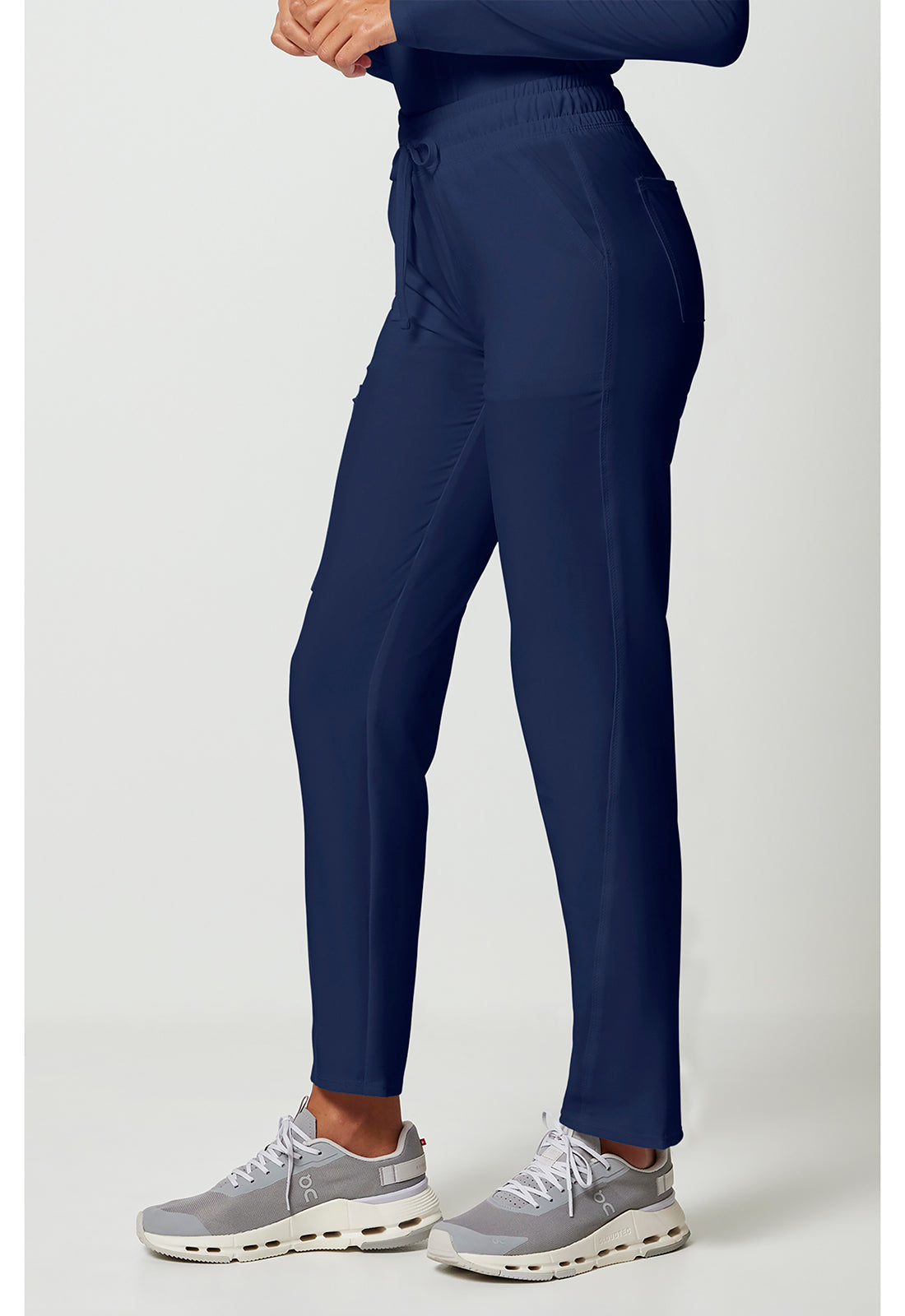 Allura CKA184 Women's Mid Rise Drawstring Tapered Leg Scrub Pants Navy
