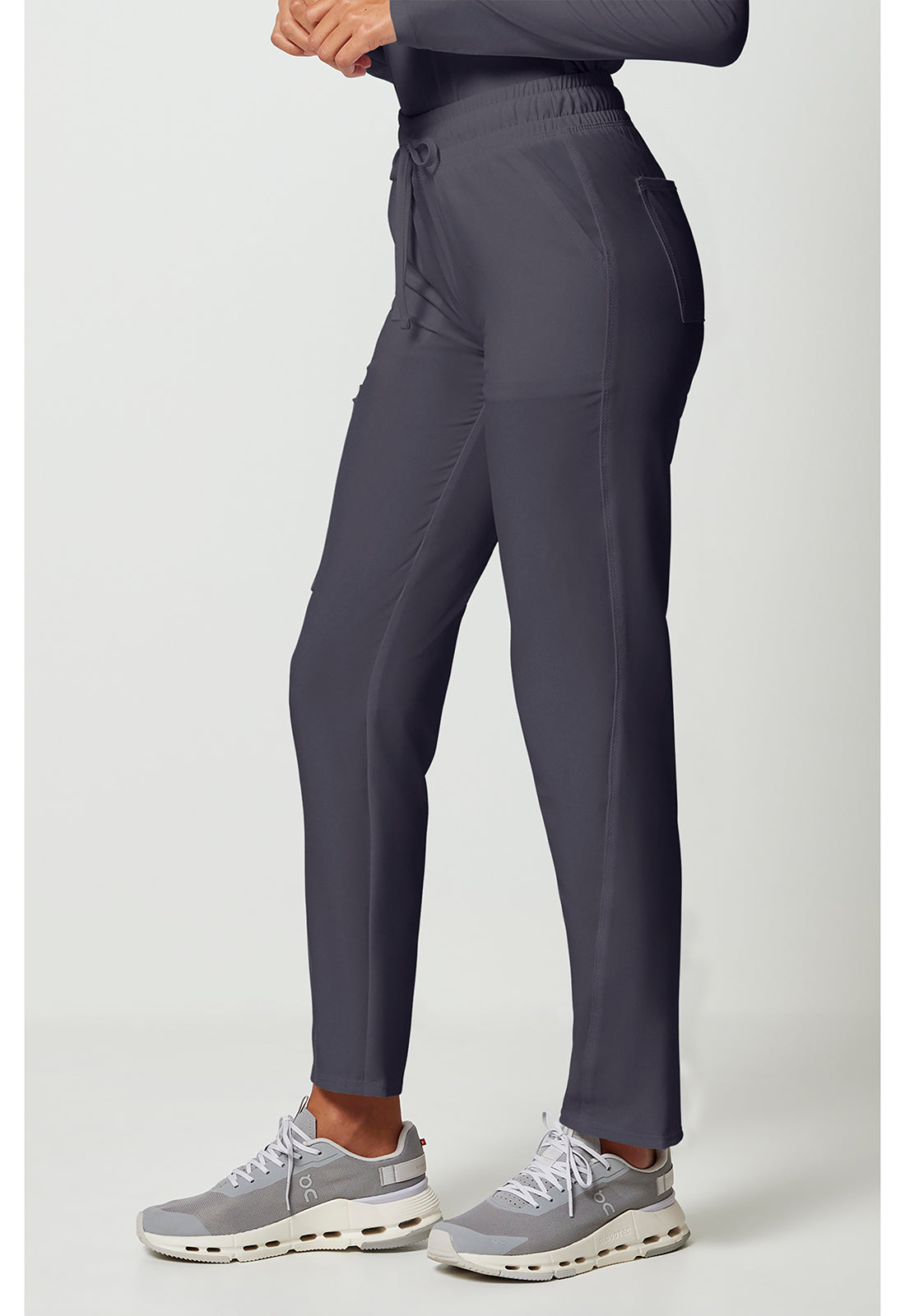 Allura CKA184 Women's Mid Rise Drawstring Tapered Leg Scrub Pants Pewter